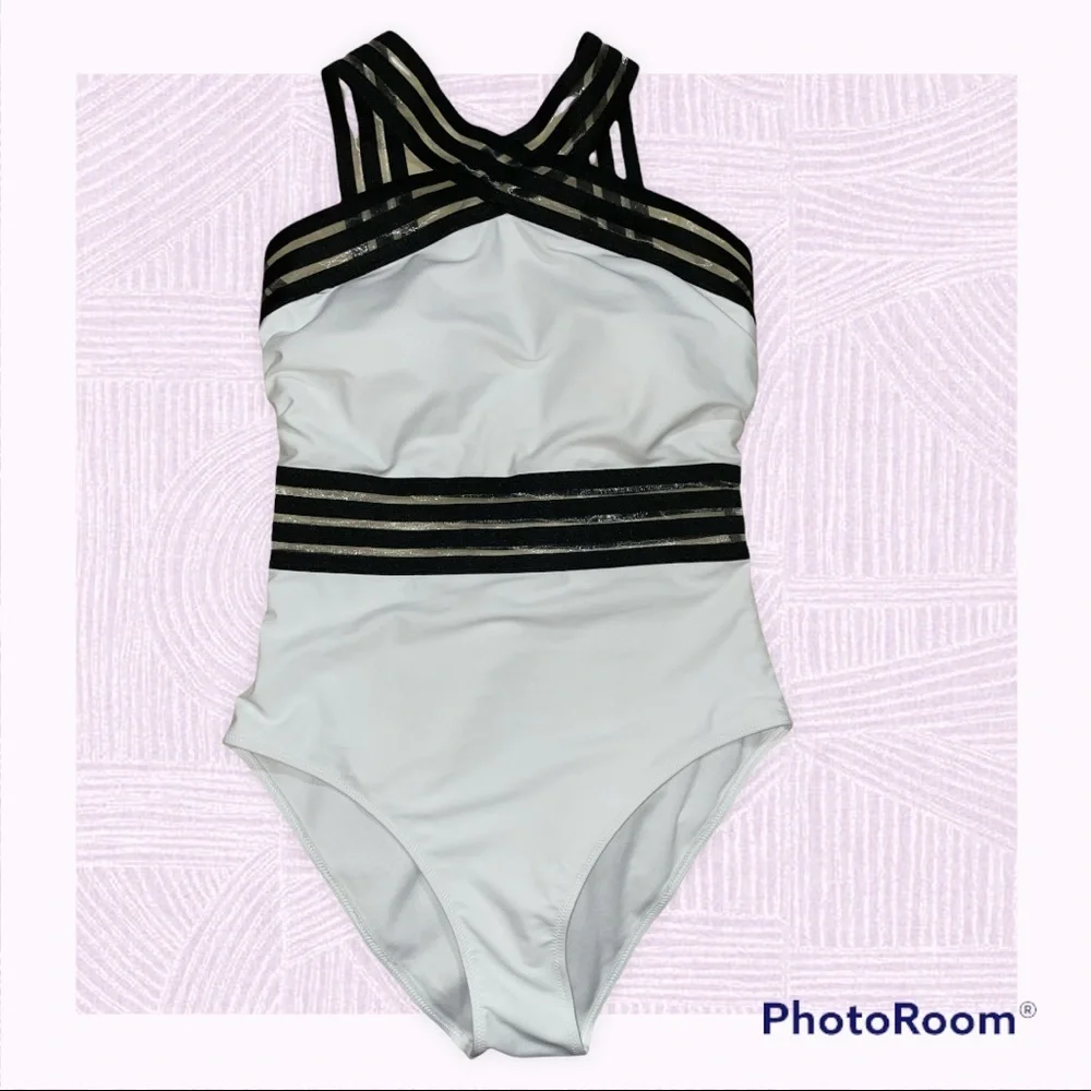 17. 🌴🩱 Jhon Peters Women Slim Transparent Ribbon Cross Strap 1 Piece Swimwear